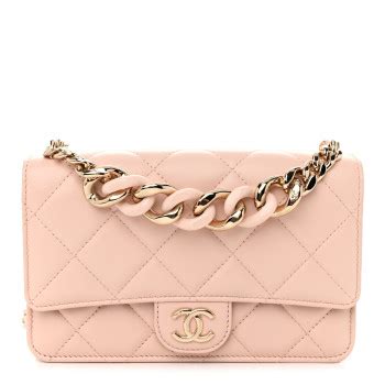 chanel woc beige lambskin|CHANEL Lambskin Plexi Quilted Wallet On Chain WOC Light .